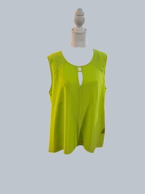 Modamix Bright Green Sleeveless V-Neck Blouse with Button Back Size 14W